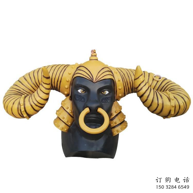 喷漆牛角雕塑厂家 卡通广场小品 草地几何牛角雕塑