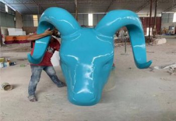 喷漆牛头雕塑厂家 卡通广场小品 草地彩绘牛头雕塑