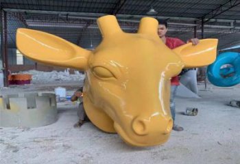 村口牛头雕塑厂家 中式烤漆摆件 户外大型牛头雕塑