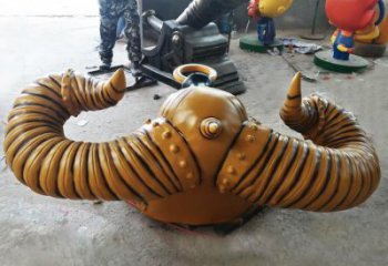 彩绘牛角雕塑厂家 卡通喷漆小品 草地切面牛角雕塑