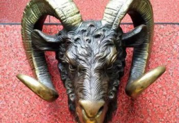 仿古羊头雕塑厂家 户外宾馆小品 玄关彩绘羊头雕塑