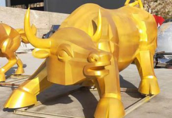 别墅牛雕塑厂家 卡通喷漆小品 农村抽象牛雕塑