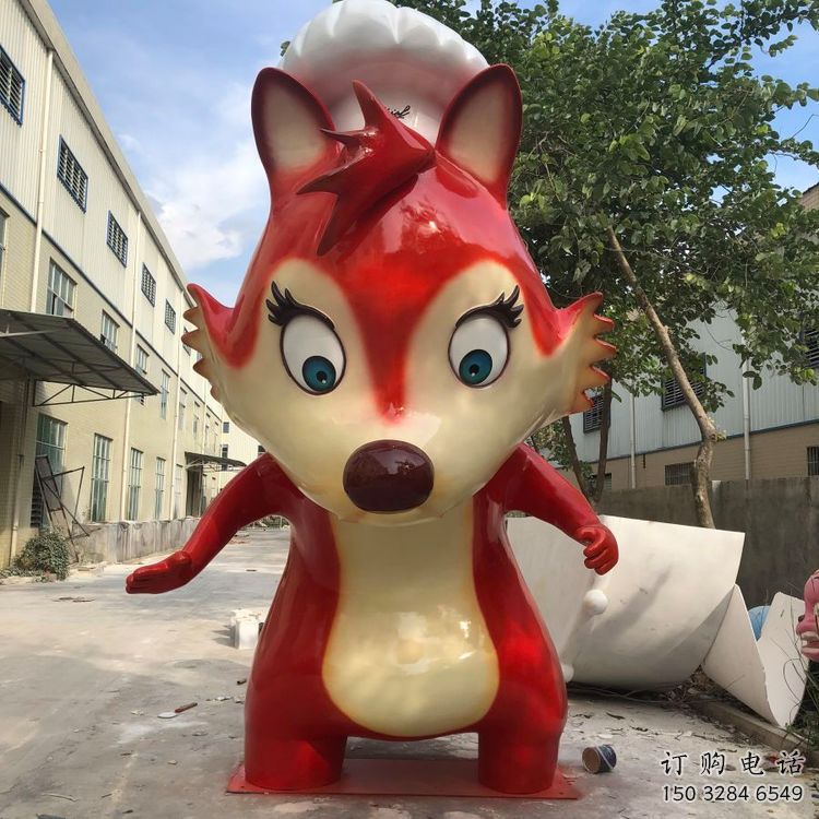 草地狐狸雕塑厂家 烤漆异形小品 卡通仿真狐狸雕塑