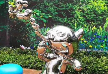 游乐场猫咪雕塑厂家 抽象创意摆件 住宅小区镜面猫咪雕塑