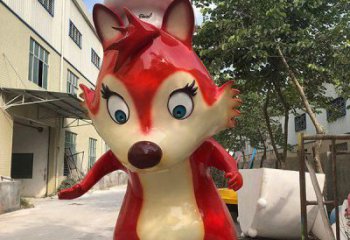 步行街狐狸雕塑厂家 创意卡通摆件 草地仿真狐狸雕塑