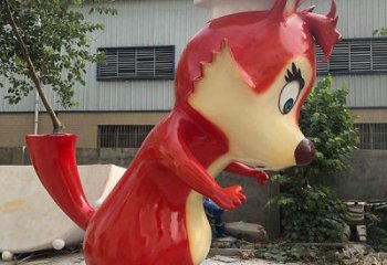 烤漆狐狸雕塑厂家 卡通喷漆摆件 广场现代狐狸雕塑