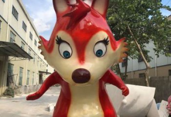 草地狐狸雕塑厂家 烤漆异形小品 卡通仿真狐狸雕塑