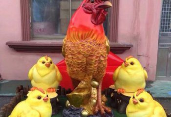仿真小鸡雕塑厂家 大型户外摆件 公园喷漆小鸡雕塑