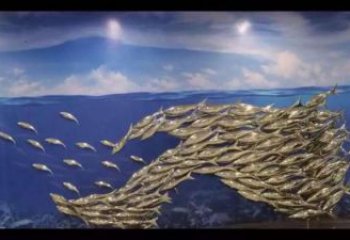 切面麦穗鱼雕塑厂家 现代抽象摆件 商场几何麦穗鱼雕塑