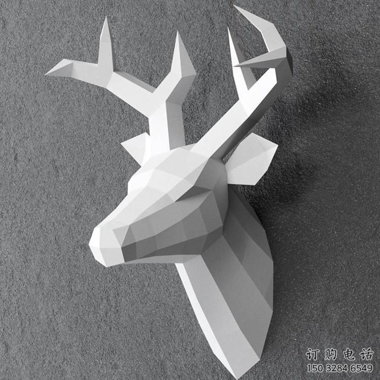 抽象鹿头雕塑厂家 创意现代摆件 玄关彩绘鹿头雕塑