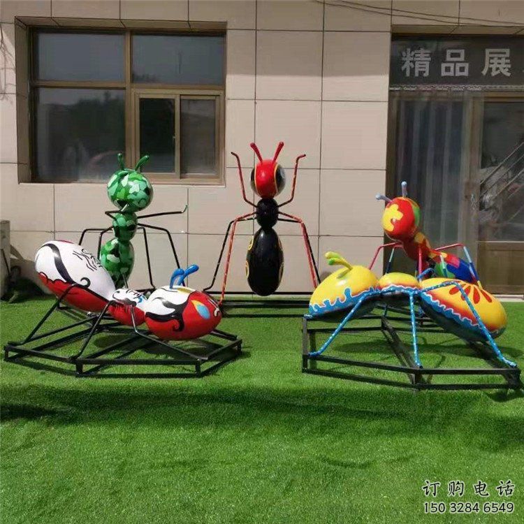 喷漆蚂蚁雕塑厂家 卡通广场小品 草地仿真蚂蚁雕塑