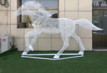 镂空奔马雕塑厂家 现代抽象摆件 户外仿真奔马雕塑
