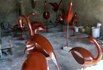 游乐场雀鸟雕塑厂家 抽象镂空摆件 住宅小区烤漆雀鸟雕塑