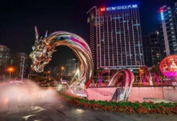 公园水龙雕塑厂家 中式镜面小品 风景区仿古水龙雕塑