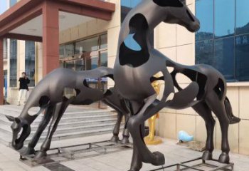 烤漆跑马雕塑厂家 户外宾馆摆件 抽象大型跑马雕塑