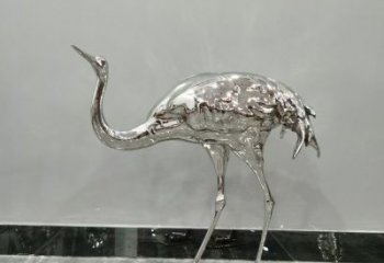 异形鸵鸟雕塑厂家 创意异形摆件 酒店拉丝鸵鸟雕塑