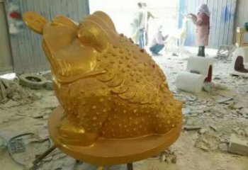 户外金蟾雕塑厂家 现代宾馆小品 大型烤漆金蟾雕塑