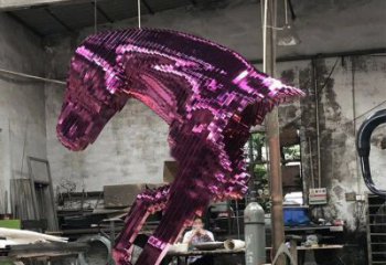 宾馆马头雕塑厂家 欧式仿真小品 大型电镀马头雕塑