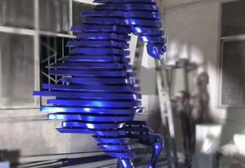抽象马头雕塑厂家 创意户外摆件 玄关彩绘马头雕塑