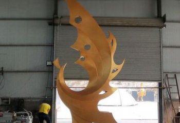 几何金凤凰雕塑厂家 中式房地产摆件 草地切面金凤凰雕塑