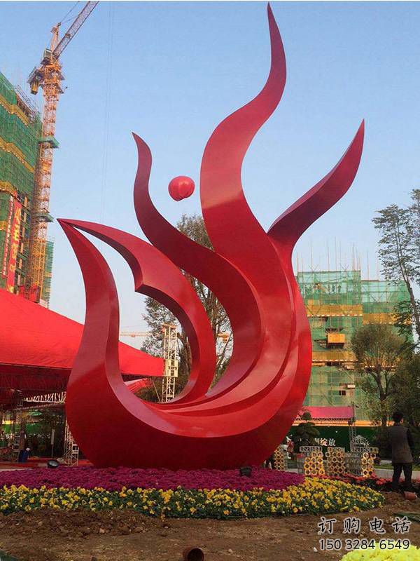 彩绘火凤凰雕塑厂家 户外喷漆小品 大型现代火凤凰雕塑