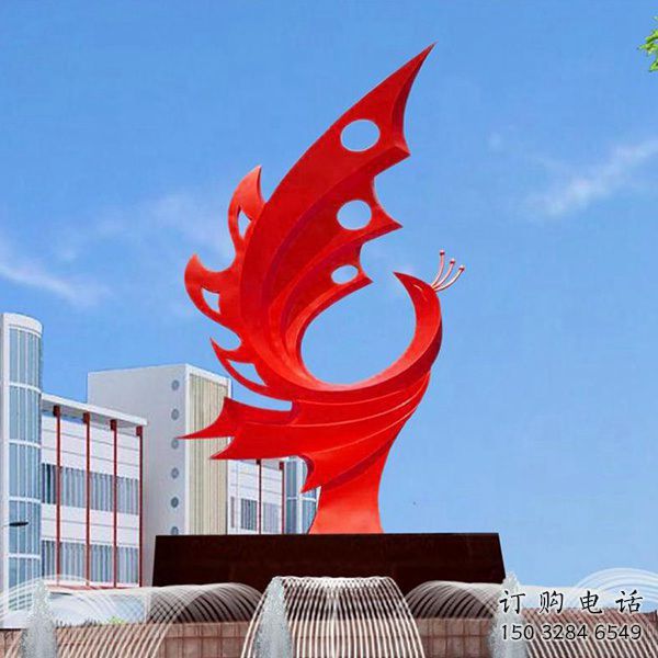 商业街火凤凰雕塑厂家 大型创意摆件 步行街仿真火凤凰雕塑