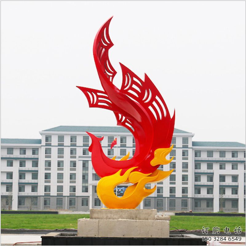 游乐场火凤凰雕塑厂家 镂空创意摆件 大型现代火凤凰雕塑