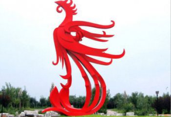 几何火凤凰雕塑厂家 中式烤漆摆件 广场现代火凤凰雕塑