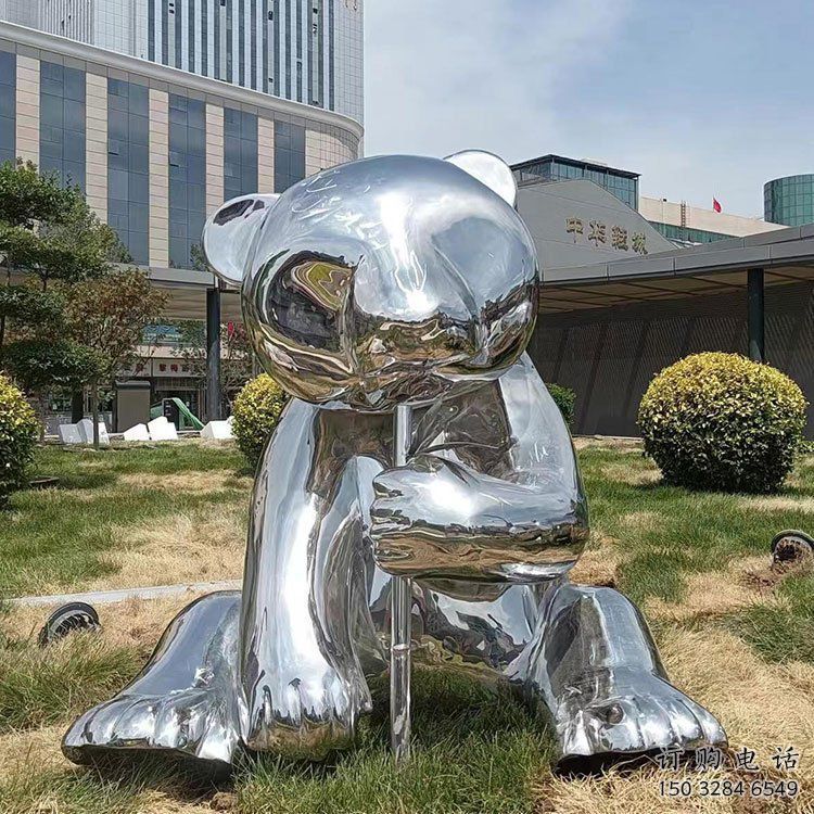 抽象大熊猫雕塑厂家 创意村口摆件 户外大型大熊猫雕塑