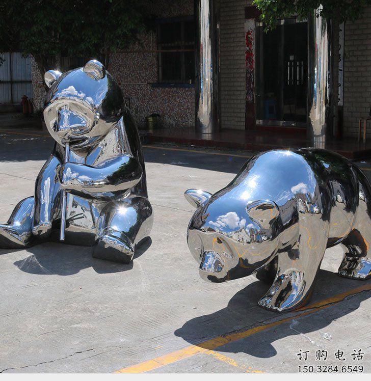 商业街大熊猫雕塑厂家 大型创意摆件 步行街异形大熊猫雕塑