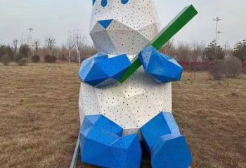 切面大熊猫雕塑厂家 现代抽象摆件 商场几何大熊猫雕塑