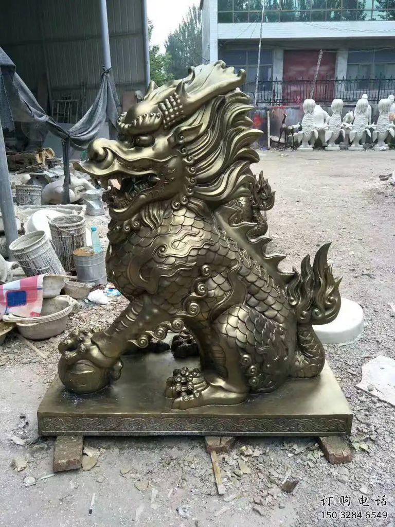 户外麒麟雕塑厂家 烤漆小品 酒店拉丝麒麟雕塑