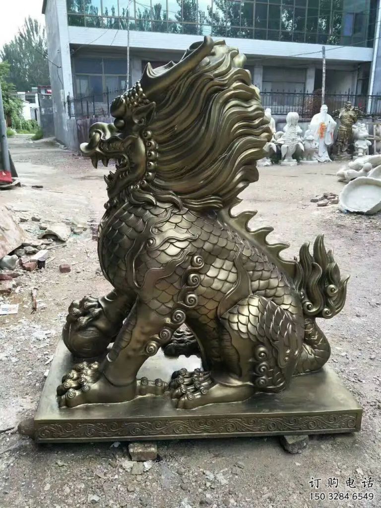 庭院麒麟雕塑厂家 欧式仿真摆件 户外喷漆麒麟雕塑