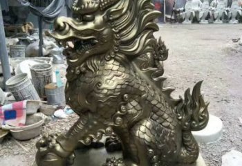 户外麒麟雕塑厂家 烤漆小品 酒店拉丝麒麟雕塑