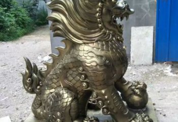 别墅麒麟雕塑厂家 卡通喷漆小品 户外麒麟雕塑