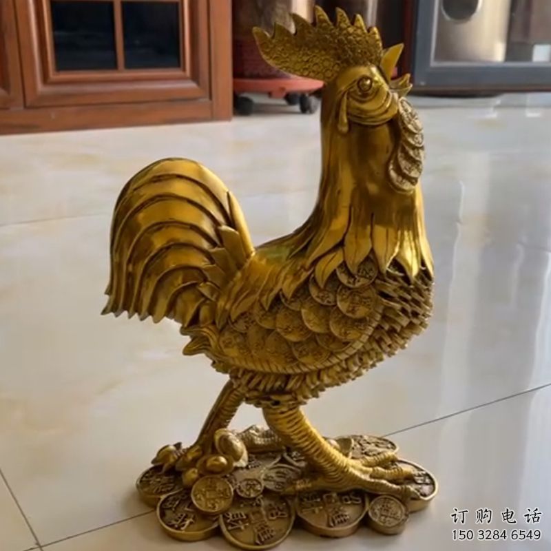 仿真金鸡雕塑厂家 大型房地产摆件 公园喷漆金鸡雕塑