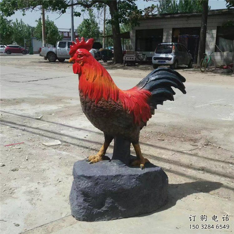 庭院金鸡雕塑厂家 欧式仿真摆件 户外喷漆金鸡雕塑