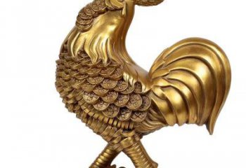 仿古金鸡雕塑厂家 户外抽象小品 玄关彩绘金鸡雕塑