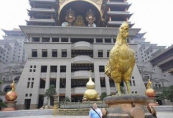 街道金鸡雕塑厂家 创意小品 户外镀金金鸡雕塑