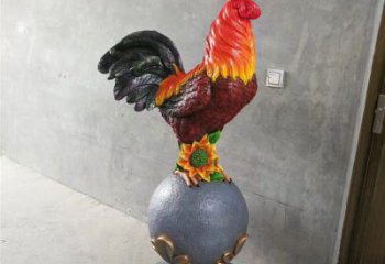 风景区金鸡雕塑厂家 中式室内摆件 彩绘现代金鸡雕塑