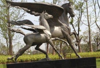 镂空飞马雕塑厂家 现代抽象摆件 草地切面飞马雕塑