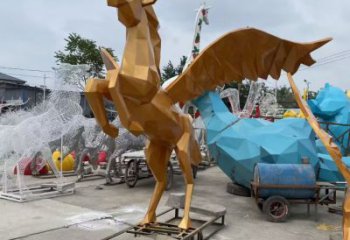 商业街飞马雕塑厂家 大型抽象摆件 步行街异形飞马雕塑
