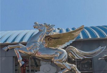 公园飞马雕塑厂家 中式镜面小品 风景区仿真飞马雕塑