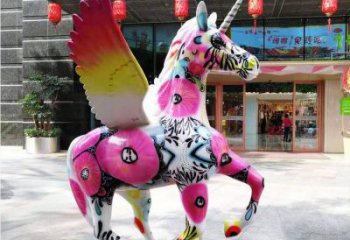 幼儿园飞马雕塑厂家 卡通喷漆小品 户外异形飞马雕塑