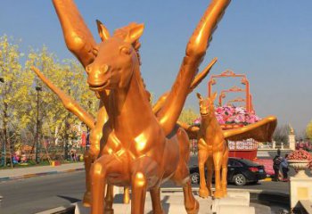 烤漆飞马雕塑厂家 户外摆件 大型彩绘飞马雕塑