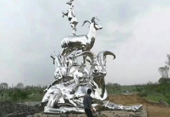 步行街绵羊雕塑厂家 户外创意摆件 草地镜面绵羊雕塑