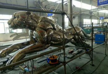 哑光豹子雕塑厂家 大型现代摆件 风景区仿真豹子雕塑