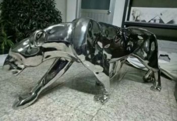 仿真猎豹雕塑厂家 户外现代小品 大型镜面猎豹雕塑