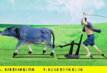 仿古耕牛雕塑厂家 现代创意小品 户外彩绘耕牛雕塑