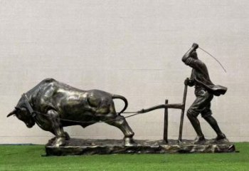 庭院耕牛雕塑厂家 欧式仿真摆件 户外喷漆耕牛雕塑